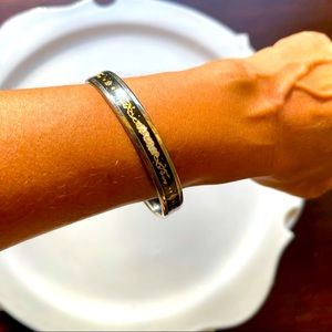 Hermès narrow enamel bangle with silver
